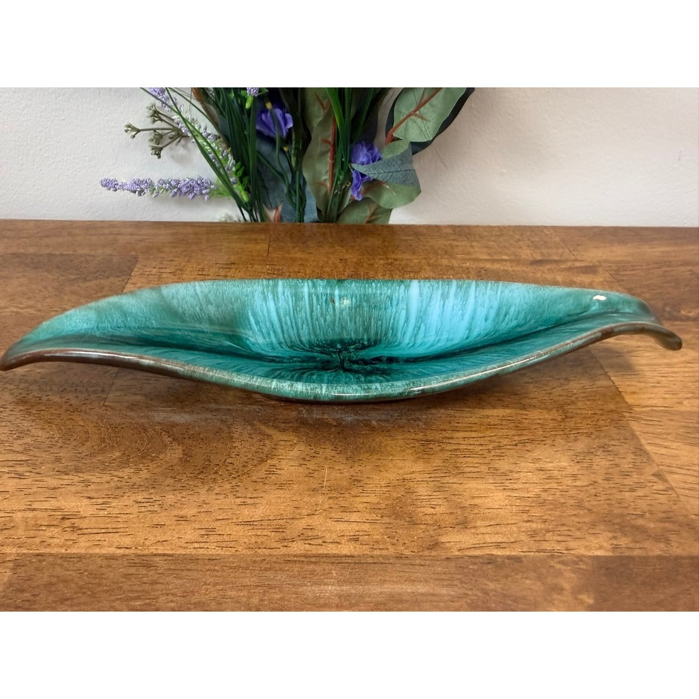 Blue Mountain‎ Pottery Teal Drip Glaze Leaf Dish Canada MCM BMP Canada Retro